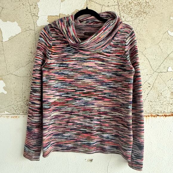 The Limited Striped Sweater Multicolor Space Dye Cowl Neck Womens M Cozy WInter - Picture 1 of 8